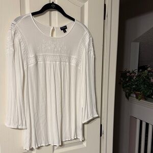 Torrid White Embroidered Blouse